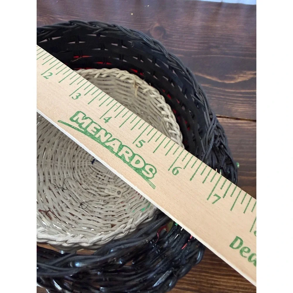 Vintage Snowman Wicker Basket Christmas Holiday Decor Top Hat Scarf 7‎ Inch